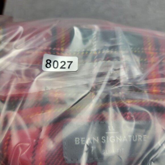 LL Bean Signature Flannel Shirt Mens Small Red Plaid Slim Fit Organic Cotton - Picture 14 of 14